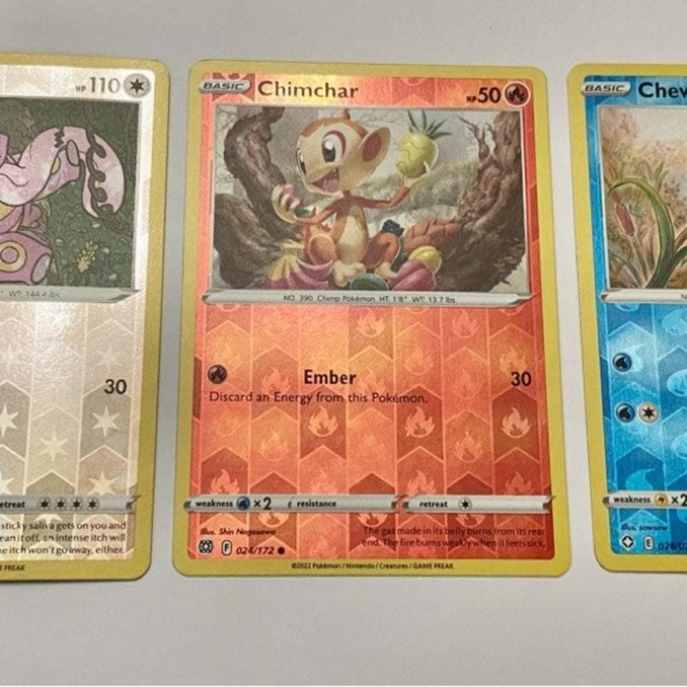 Lot (B): 3 Pokemon Reverse Holo Cards and 3 Pokemon Gold Fan Arts