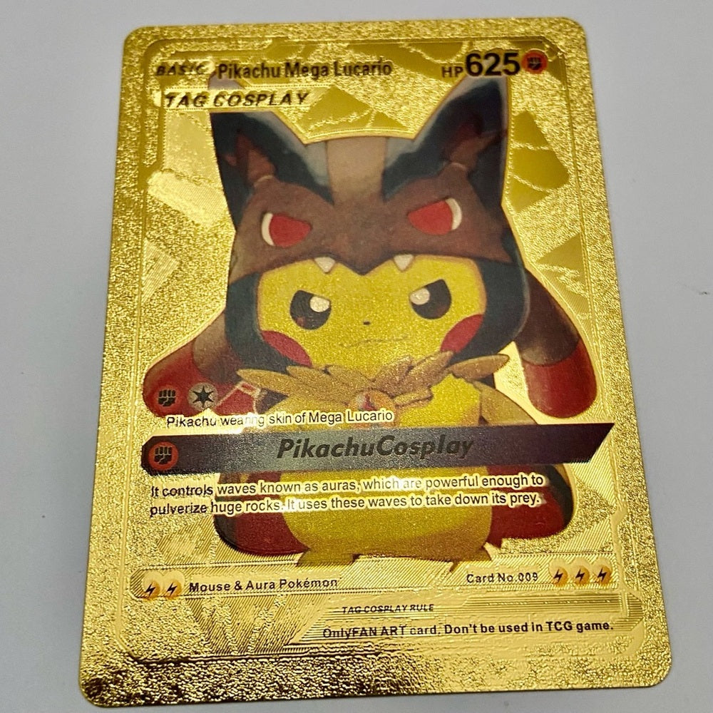 Lot (C): 3 Pokemon Reverse Holo Cards and 3 Pokemon Gold Fan Arts