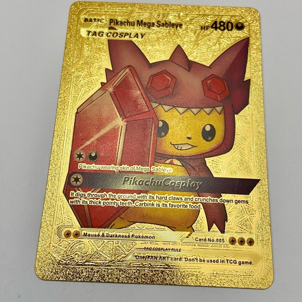 Lot (J): 3 Pokemon Reverse Holo Cards and 3 Pokemon Gold Fan Arts