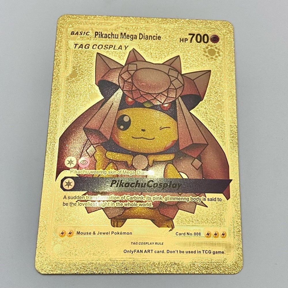 Lot (I): 3 Pokemon Reverse Holo Cards and 3 Pokemon Gold Fan Arts