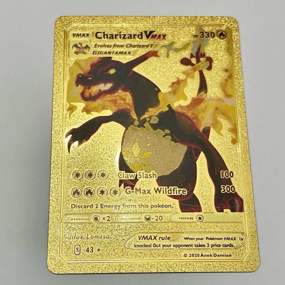 Lot (I): 3 Pokemon Reverse Holo Cards and 3 Pokemon Gold Fan Arts