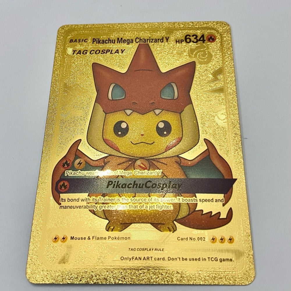 Lot (H): 3 Pokemon Reverse Holo Cards and 3 Pokemon Gold Fan Arts