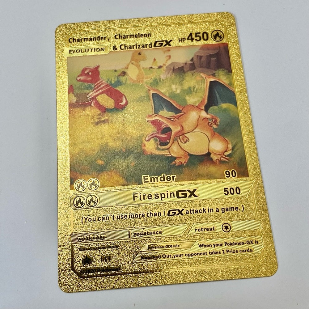 Lot (H): 3 Pokemon Reverse Holo Cards and 3 Pokemon Gold Fan Arts