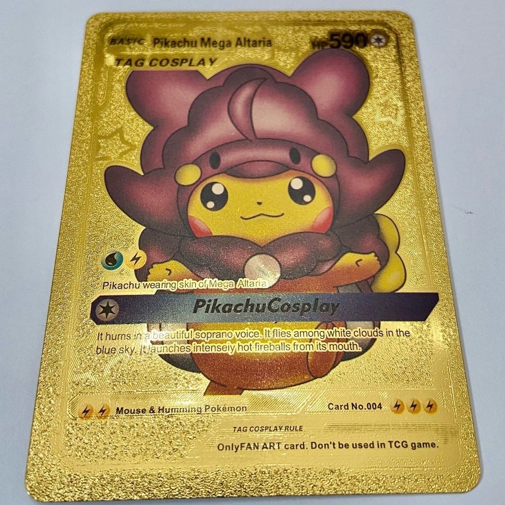 Lot (F): 3 Pokemon Reverse Holo Cards and 3 Pokemon Gold Fan Arts
