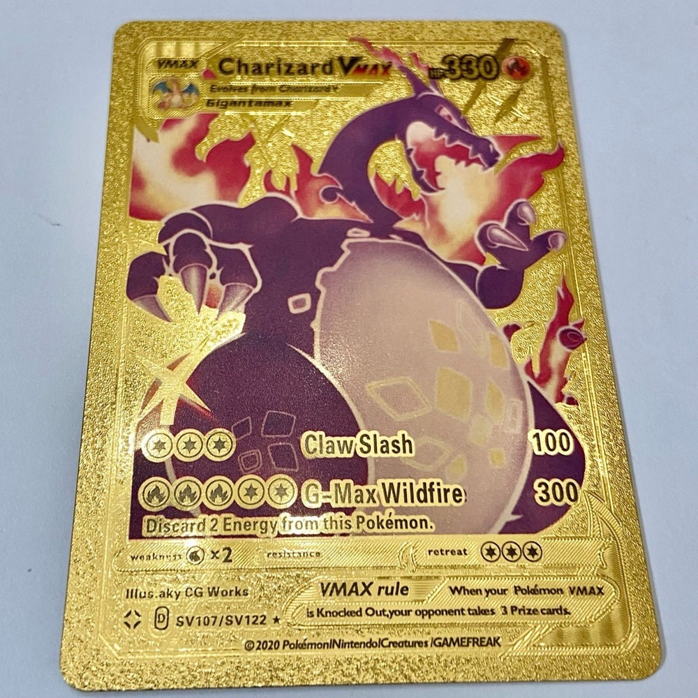 Lot (F): 3 Pokemon Reverse Holo Cards and 3 Pokemon Gold Fan Arts