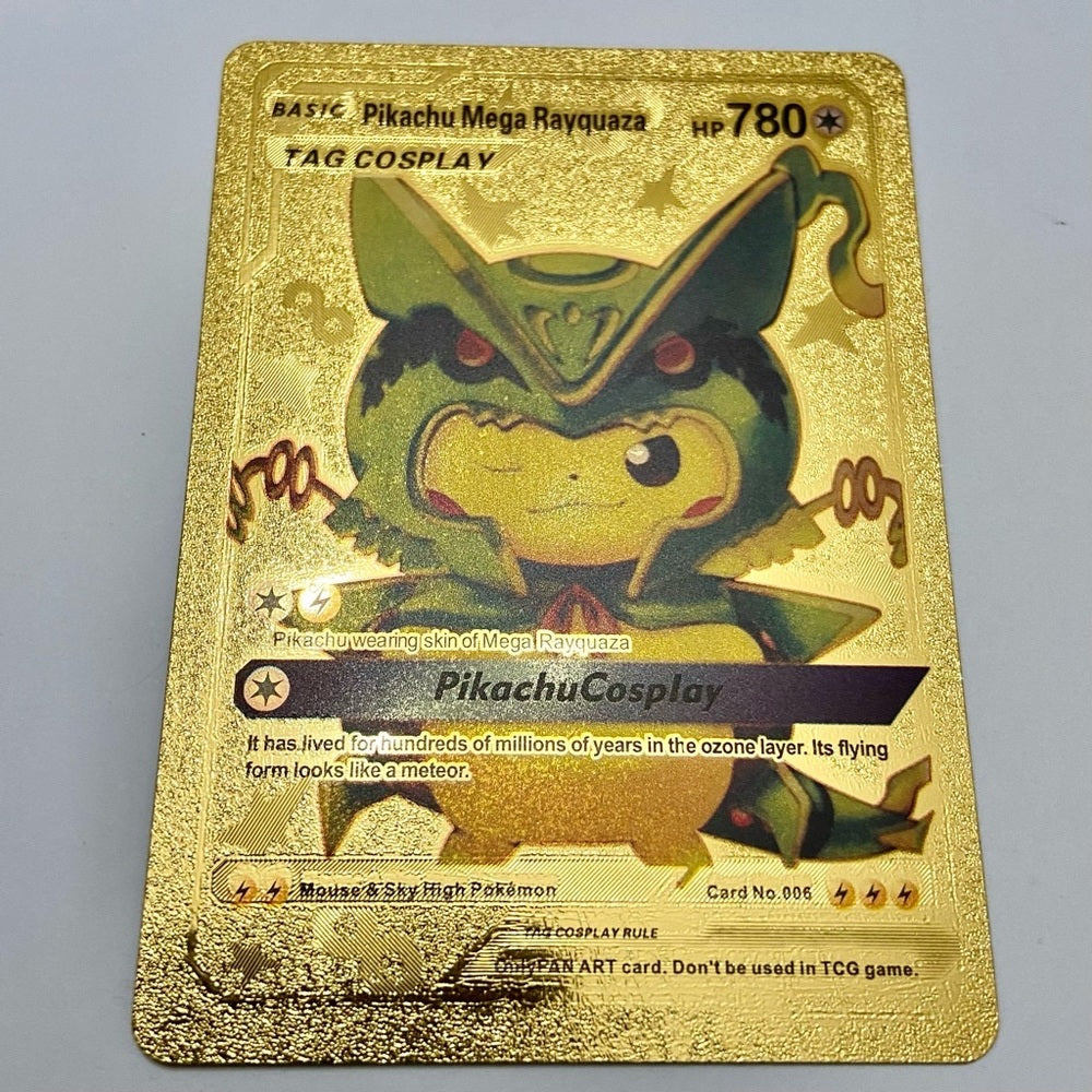 Lot (D): 3 Pokemon Reverse Holo Cards and 3 Pokemon Gold Fan Arts