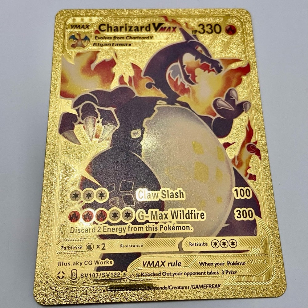 Lot (D): 3 Pokemon Reverse Holo Cards and 3 Pokemon Gold Fan Arts