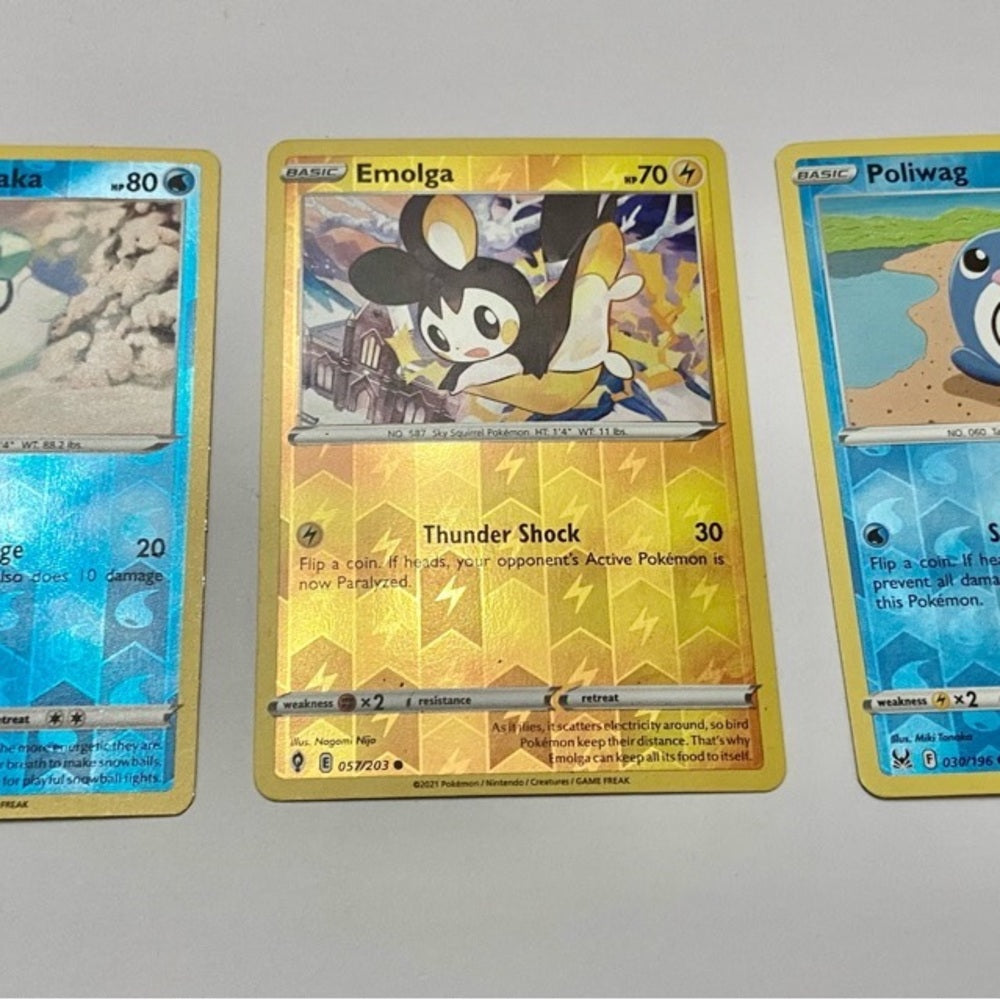 Lot (E): 3 Pokemon Reverse Holo Cards and 5 Pokemon Figures