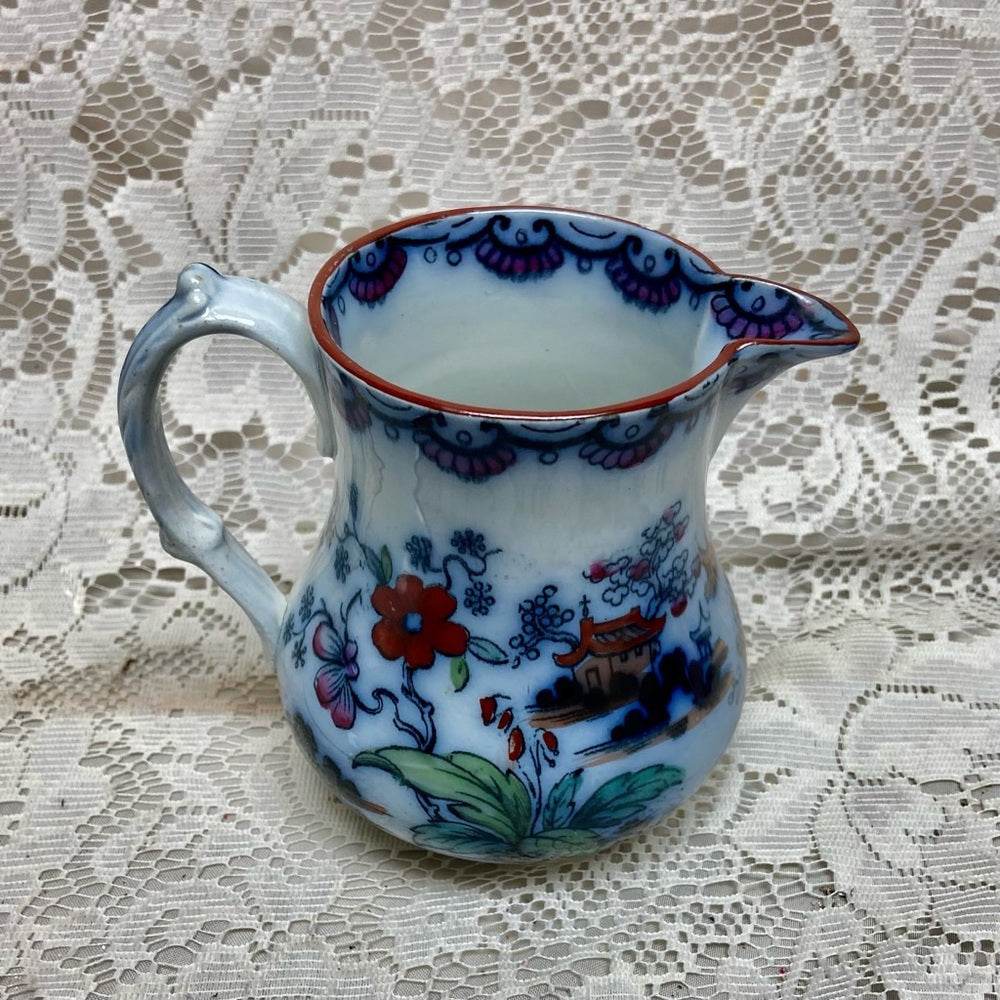 Antique, Flow Blue Willow, E.M. Co., England, Creamer Set