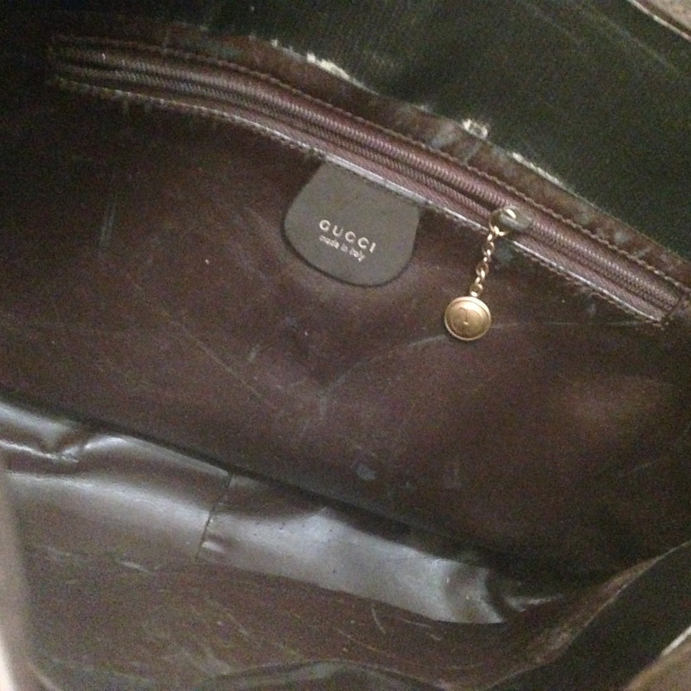 Gucci Italy 2-Way, Brown Suede Leather Handbag