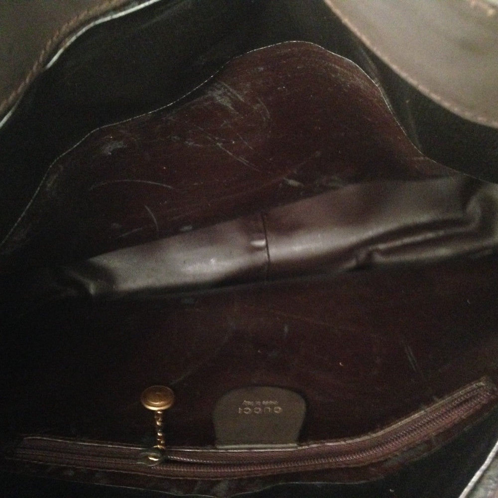Gucci Italy 2-Way, Brown Suede Leather Handbag