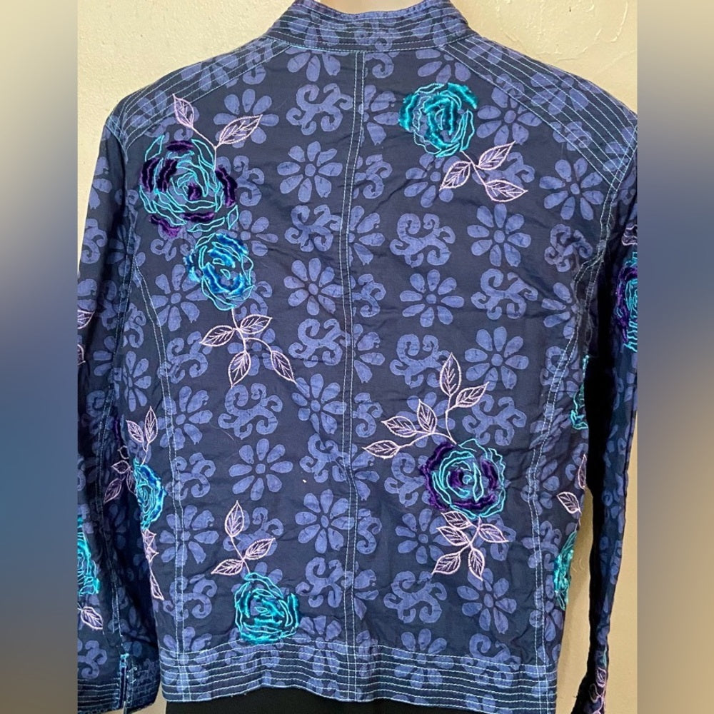 Cold Water Creek Purple Floral Shirt Cardigan Size PL