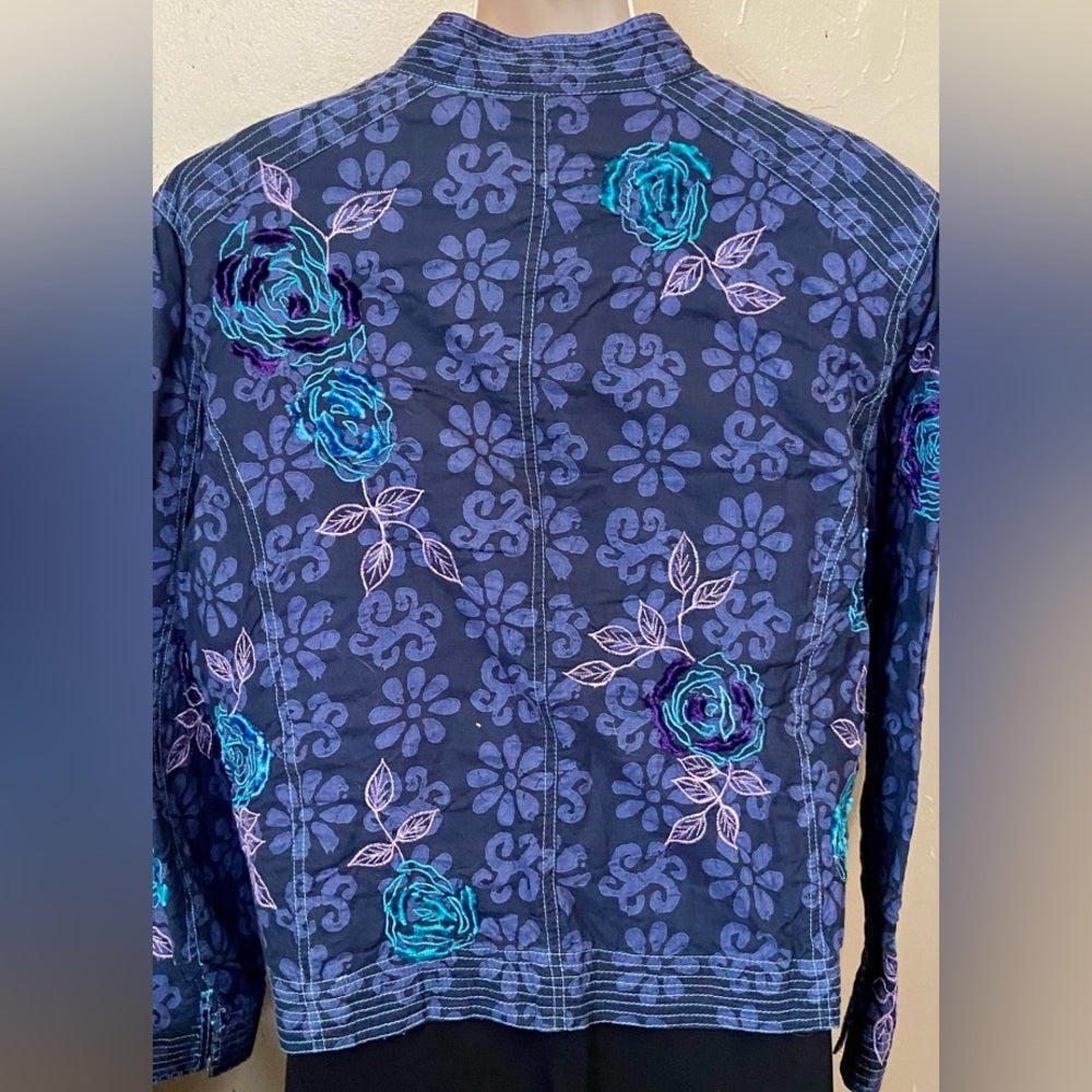 Cold Water Creek Purple Floral Shirt Cardigan Size PL
