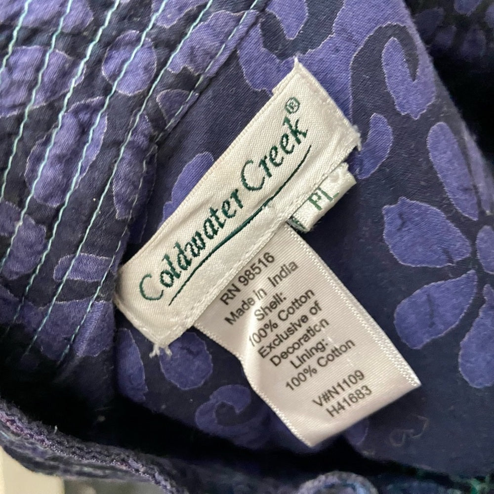 Cold Water Creek Purple Floral Shirt Cardigan Size PL