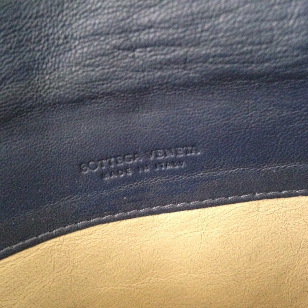 Bottega Veneta Dark Blue Leather Long Wallet