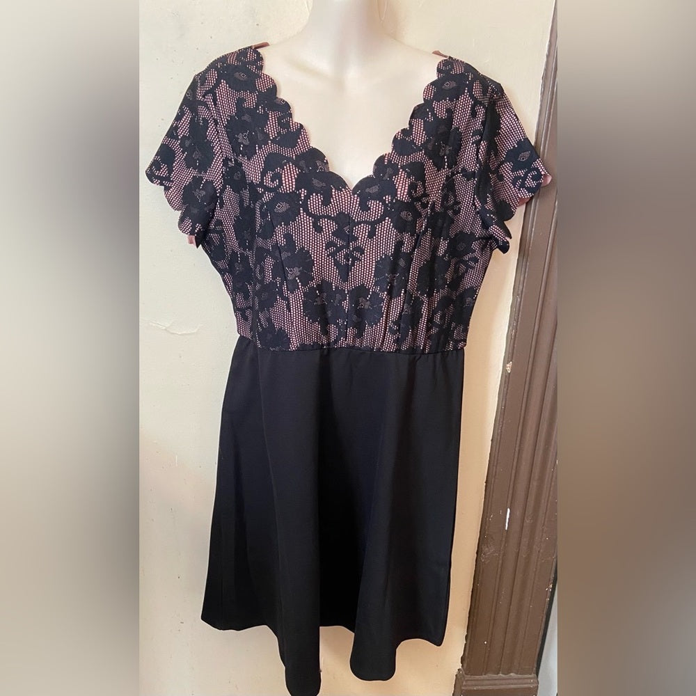 Maurices, Black -Pink Lace Top Dress (LP)