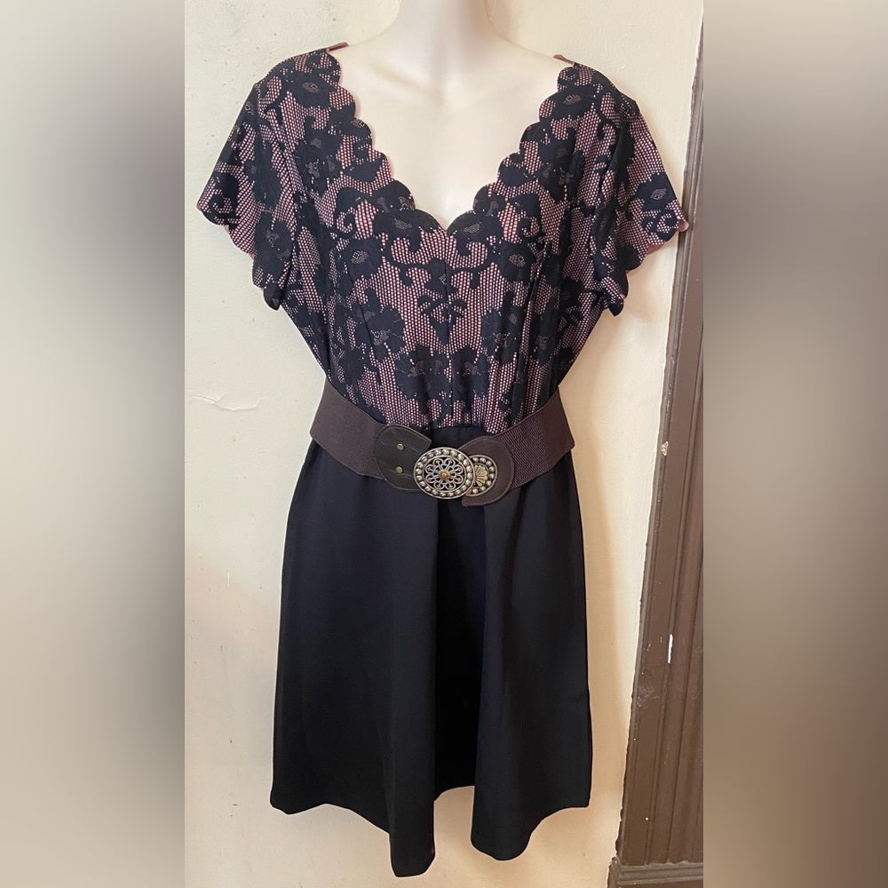 Maurices, Black -Pink Lace Top Dress (LP)