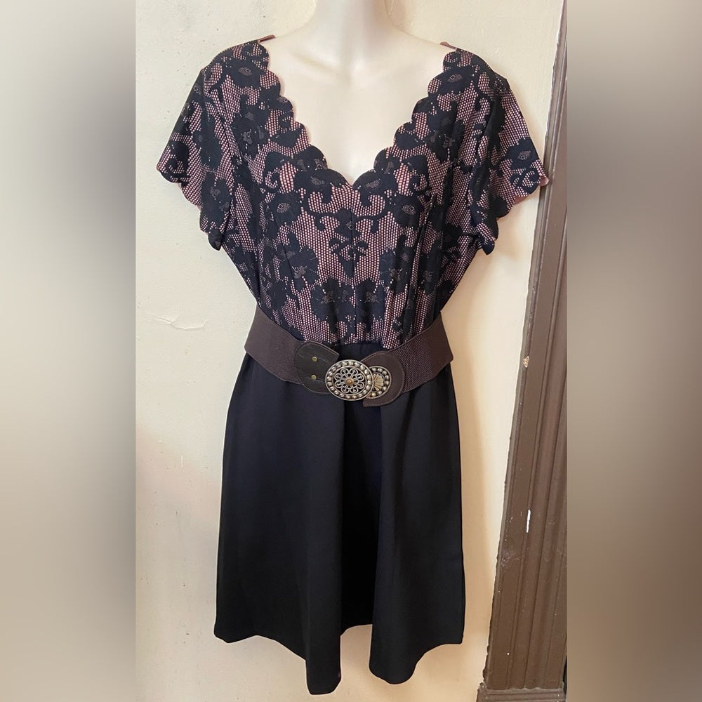 Maurices, Black -Pink Lace Top Dress (LP)