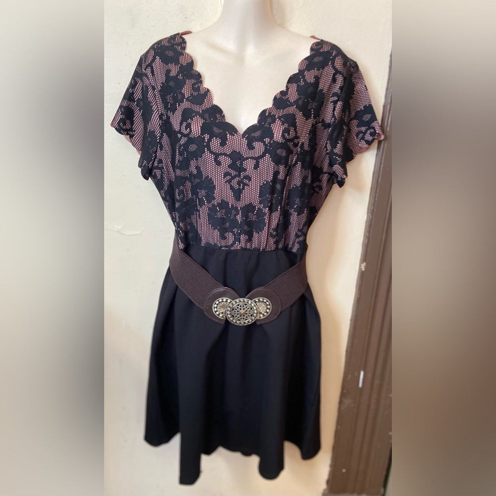 Maurices, Black -Pink Lace Top Dress (LP)