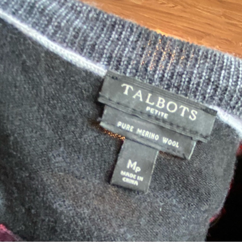 Talbots, Black Wool with Red Roses Pull Over Sweater (MP)
