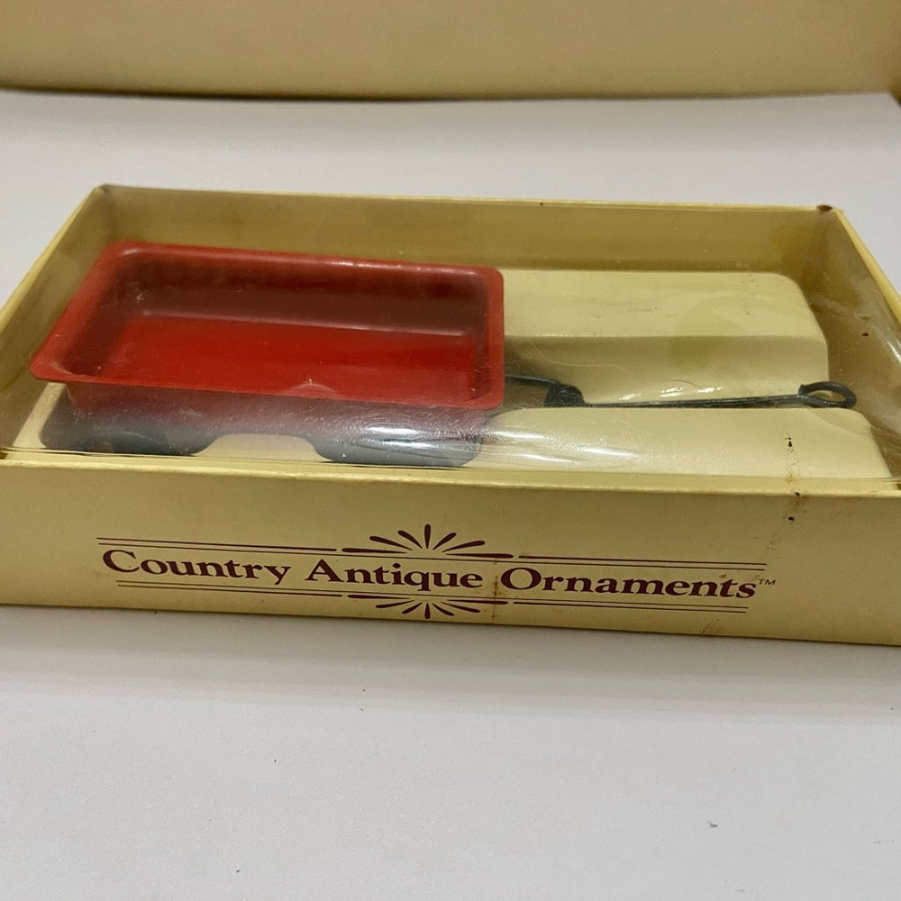 Vintage, Rare, Country Antique Ornaments- Red Wagon