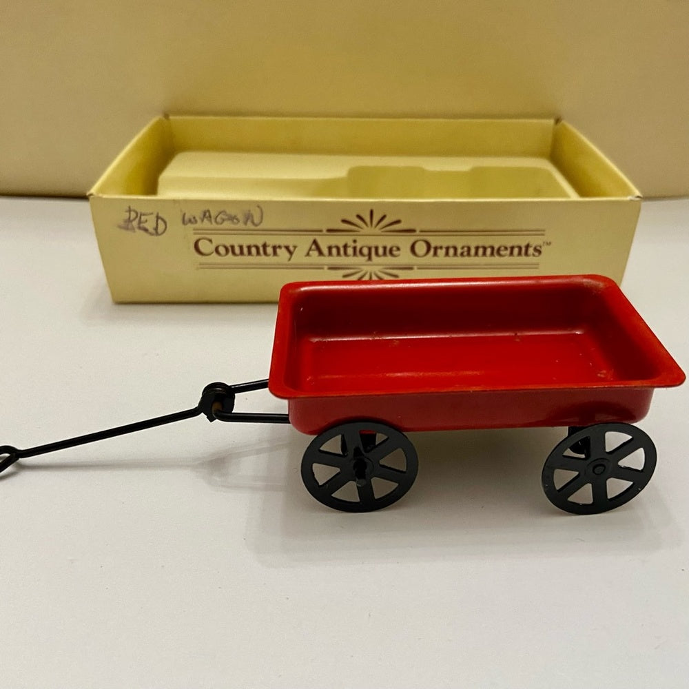 Vintage, Rare, Country Antique Ornaments- Red Wagon