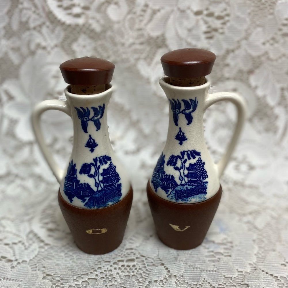 Vintage, Rare 11-pc Blue Willow Condiment Set