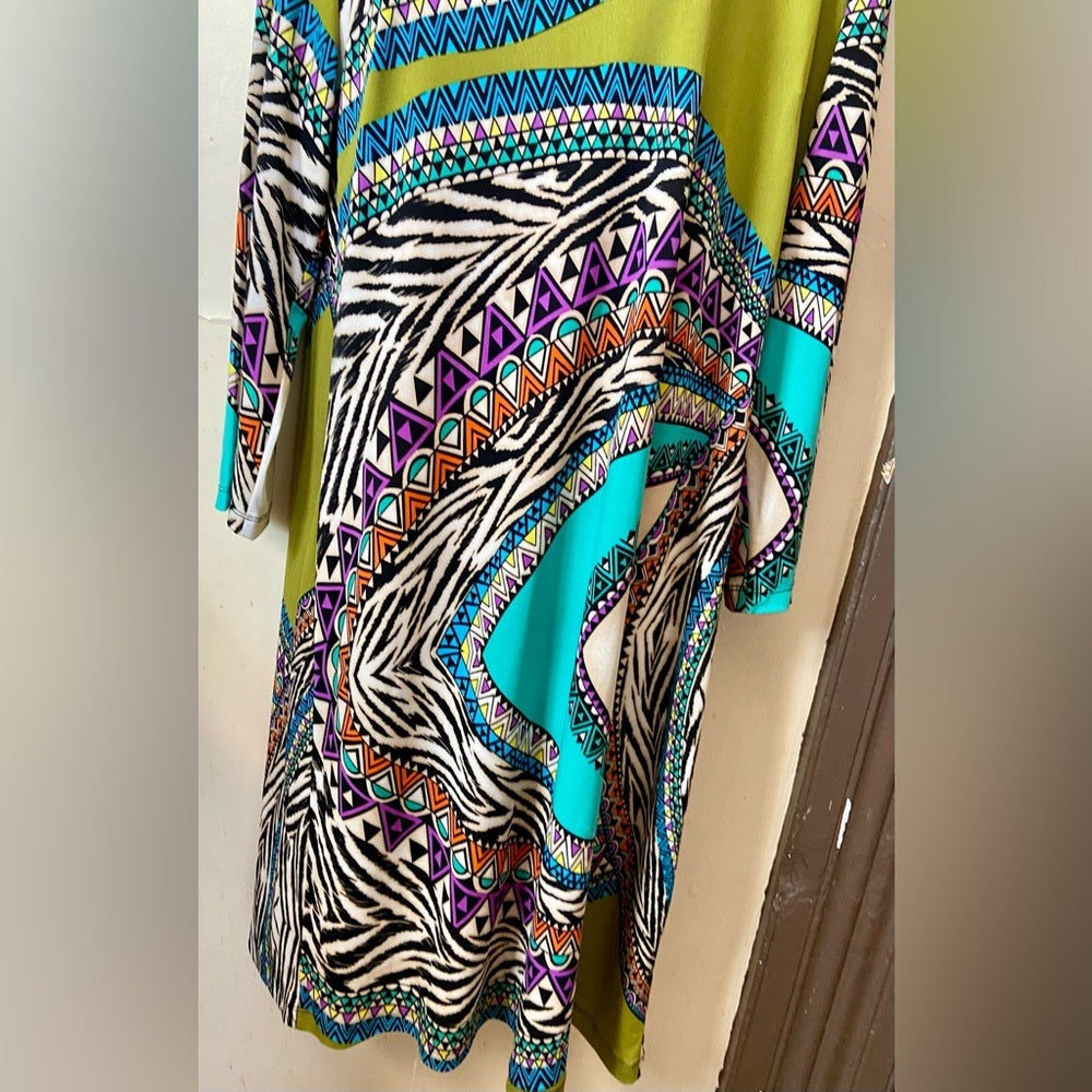 Stunning Enfocus Printed Dress with Decorative Collared Necklace Size 14