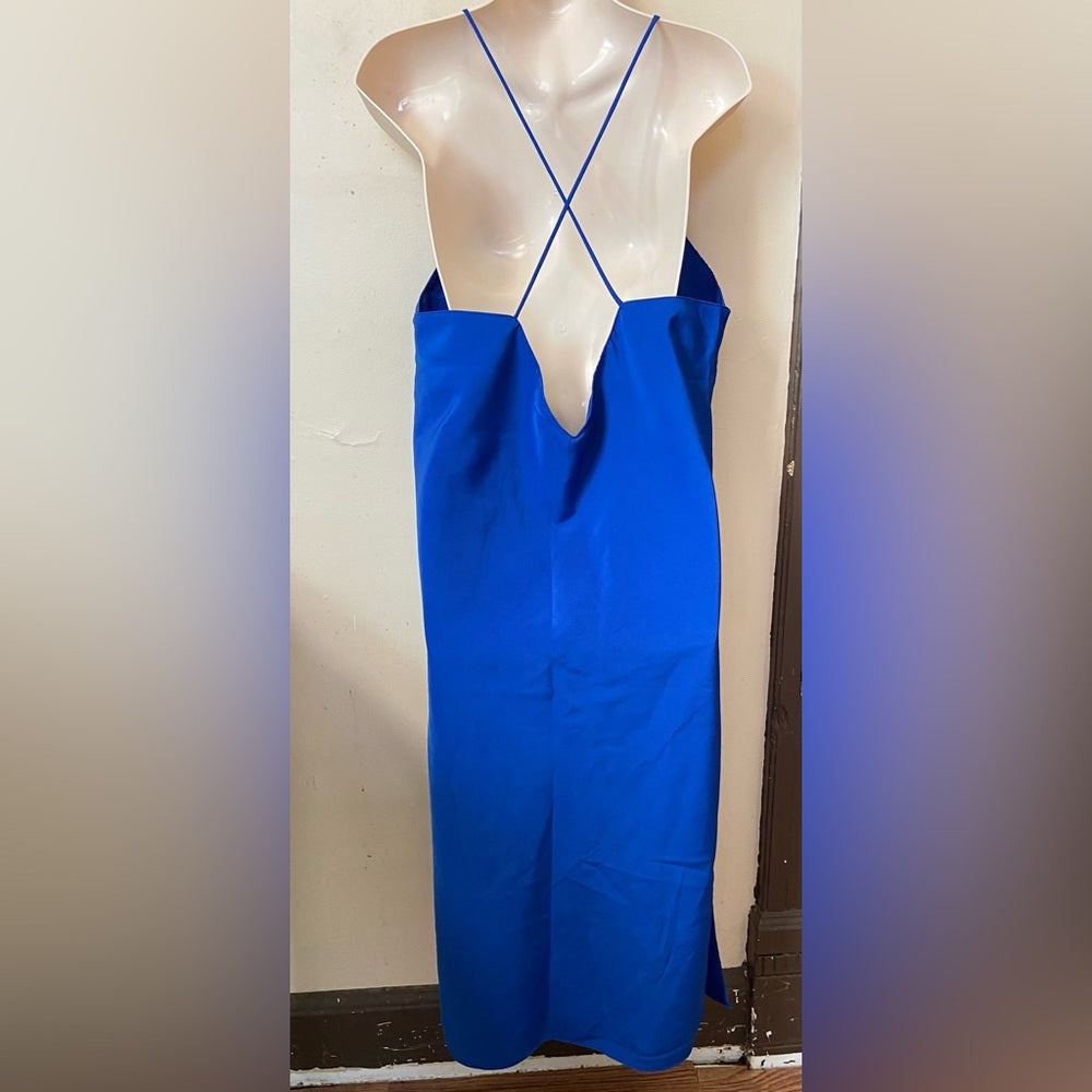 Beautiful, Blue Hi-slit, Backless Nightgown (M)
