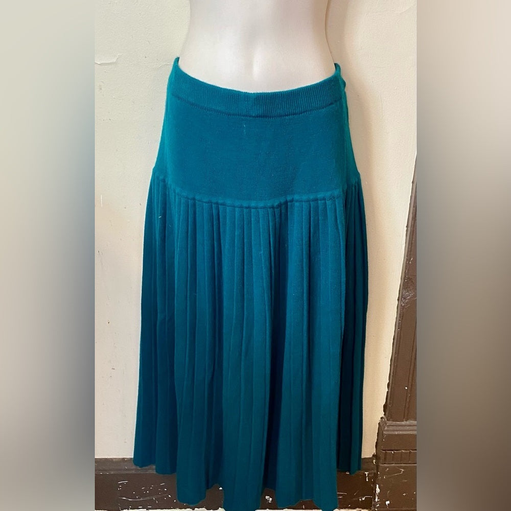 Vintage, Adolfo Collectibles 2-pc Teal Sweater Blouse and Skirt Size M-L