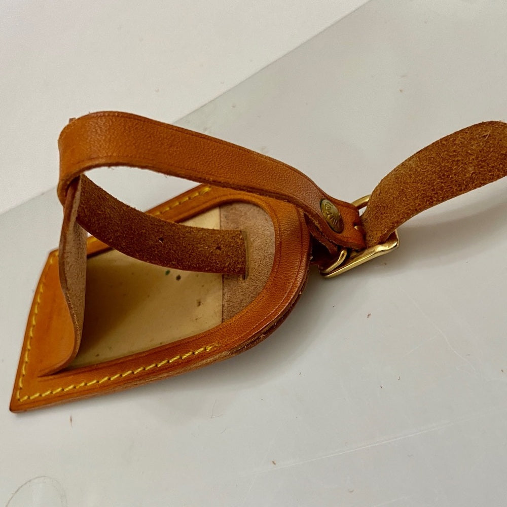 Authentic, Louis Vuitton Tan Leather Handbag or Luggage Name Tag Bracelet