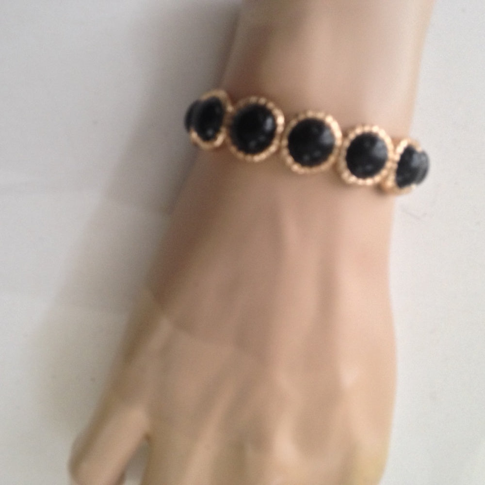 Vintage, Gold and Onyx Stretchable Bracelet