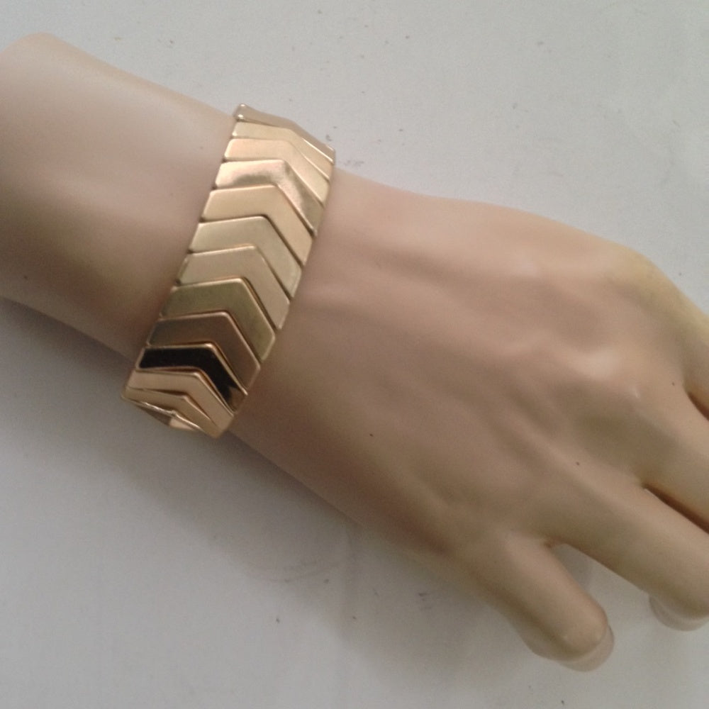 Vintage, Gold, Chevron Stretchable Bracelet