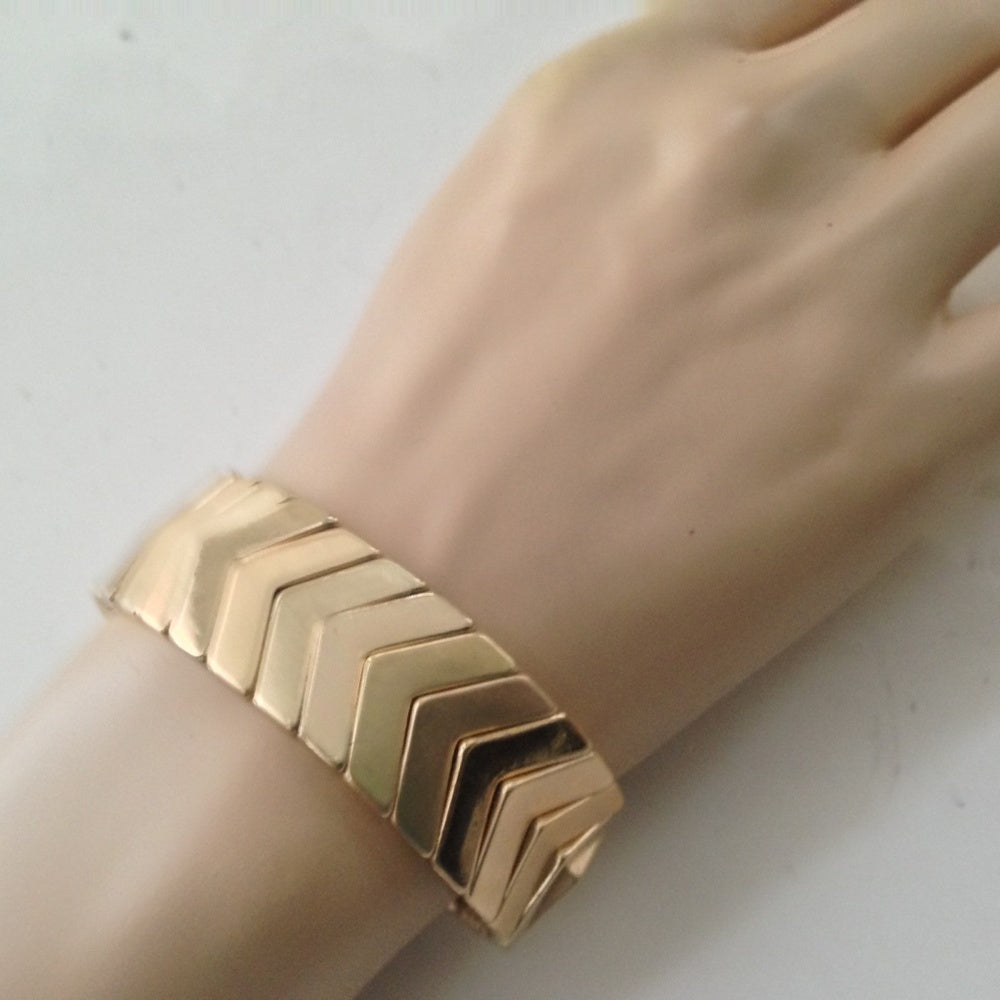 Vintage, Gold, Chevron Stretchable Bracelet