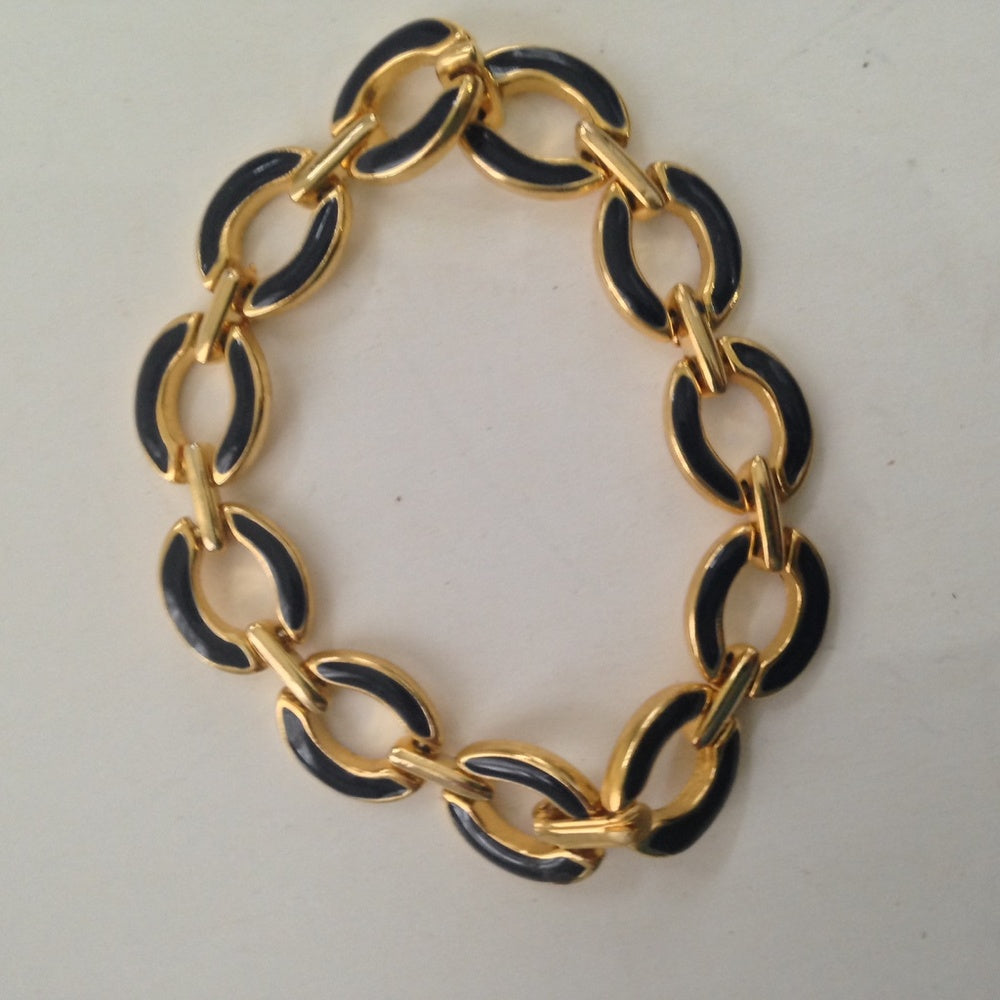 Vintage Gold and Black Enamel Bracelet
