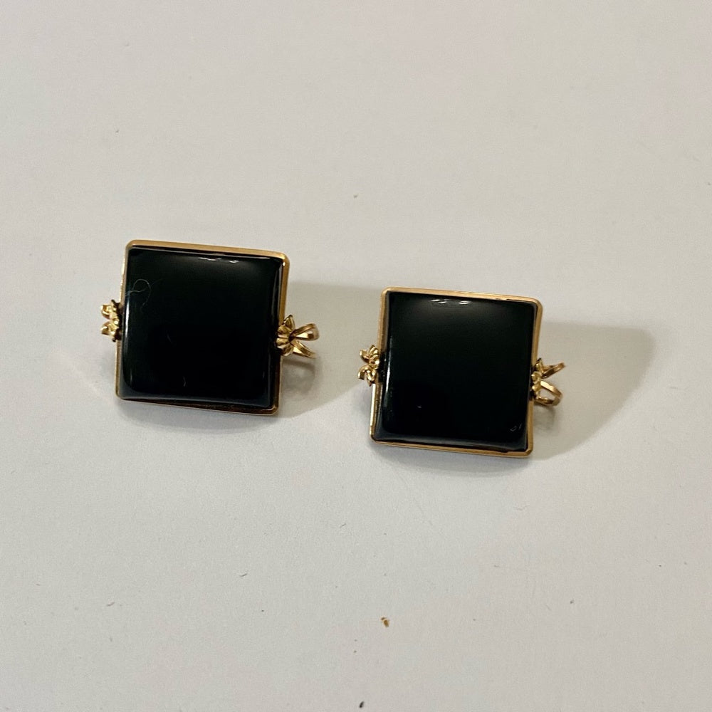 Vintage, Gold and Black Thermoset Parure Set- Necklace, Bracelet and Earrings