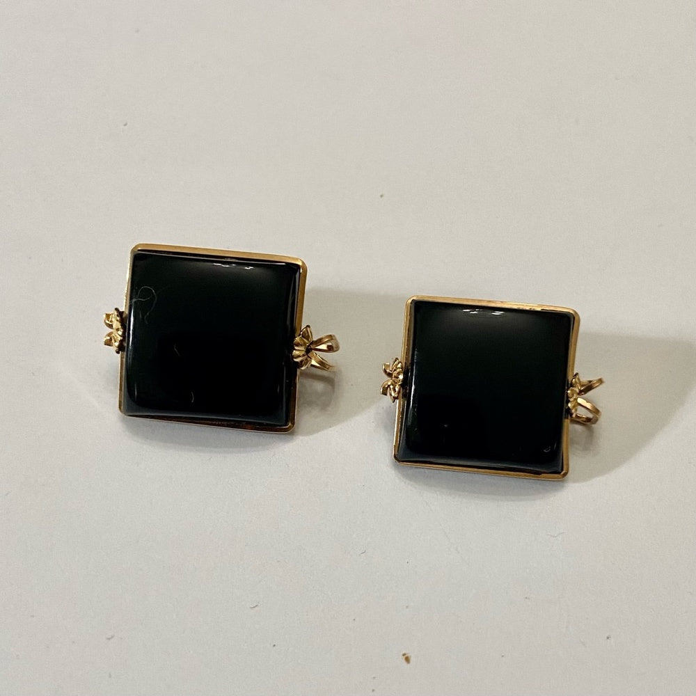 Vintage, Gold and Black Thermoset Parure Set- Necklace, Bracelet and Earrings