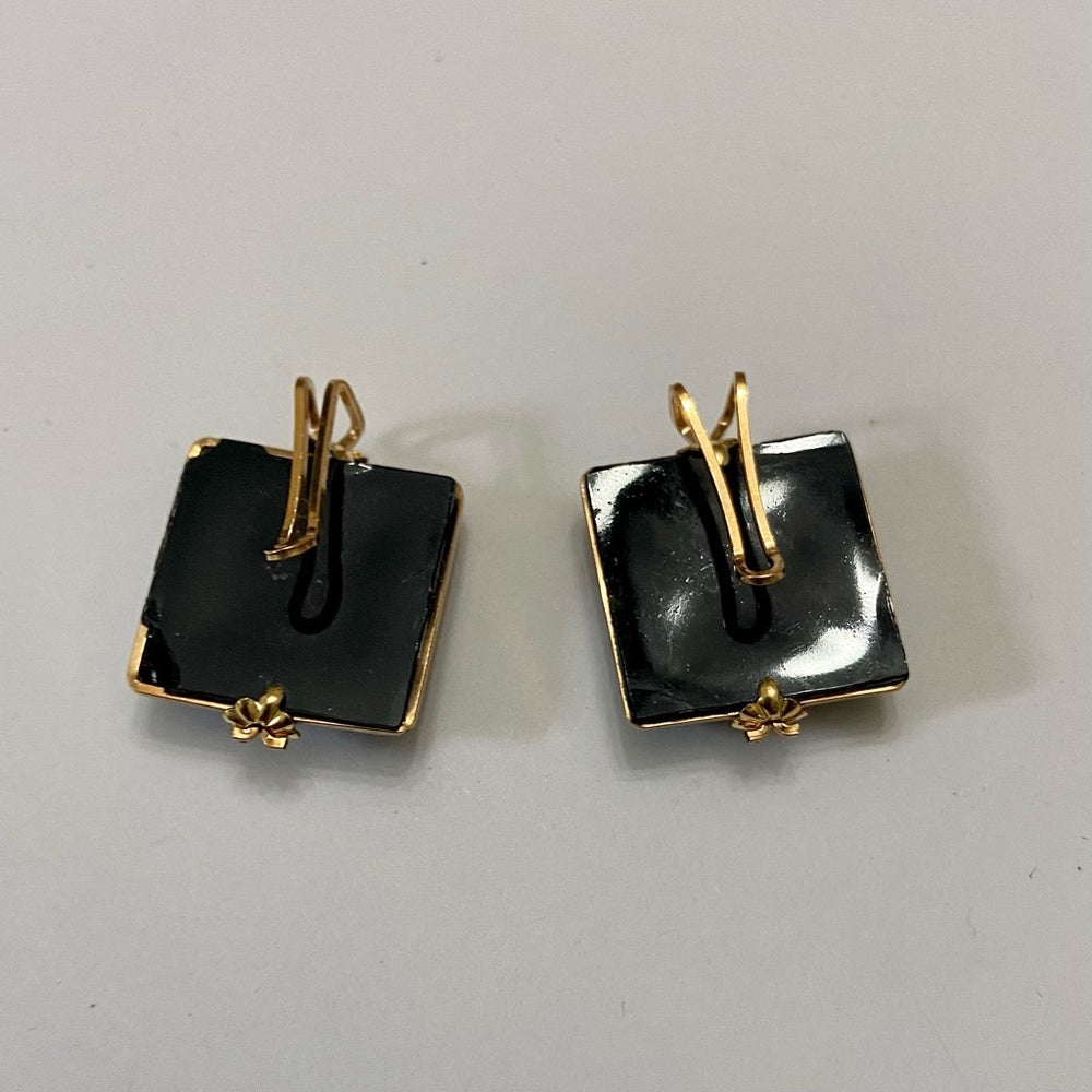 Vintage, Gold and Black Thermoset Parure Set- Necklace, Bracelet and Earrings