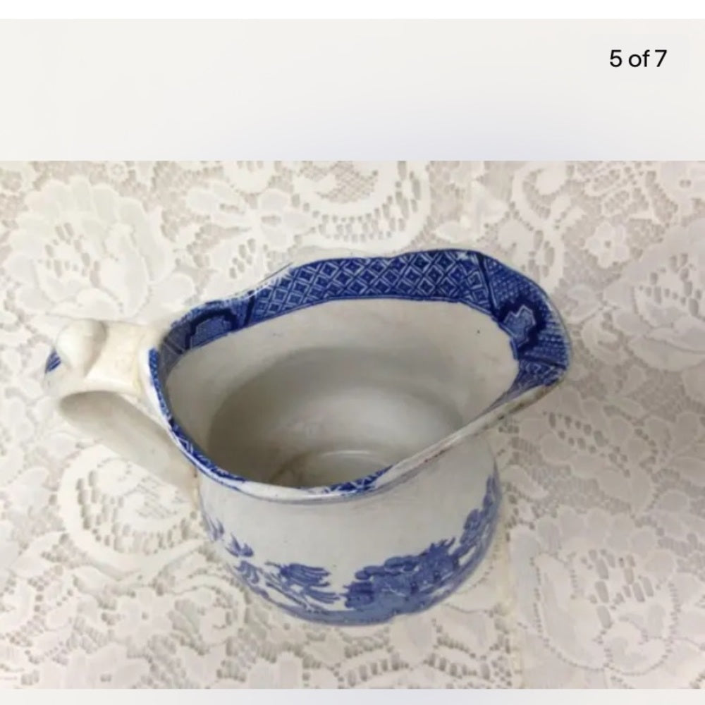 Vintage, Edge Malkin England,Blue Willow, 6.5in Pitcher with 2 Tumblers