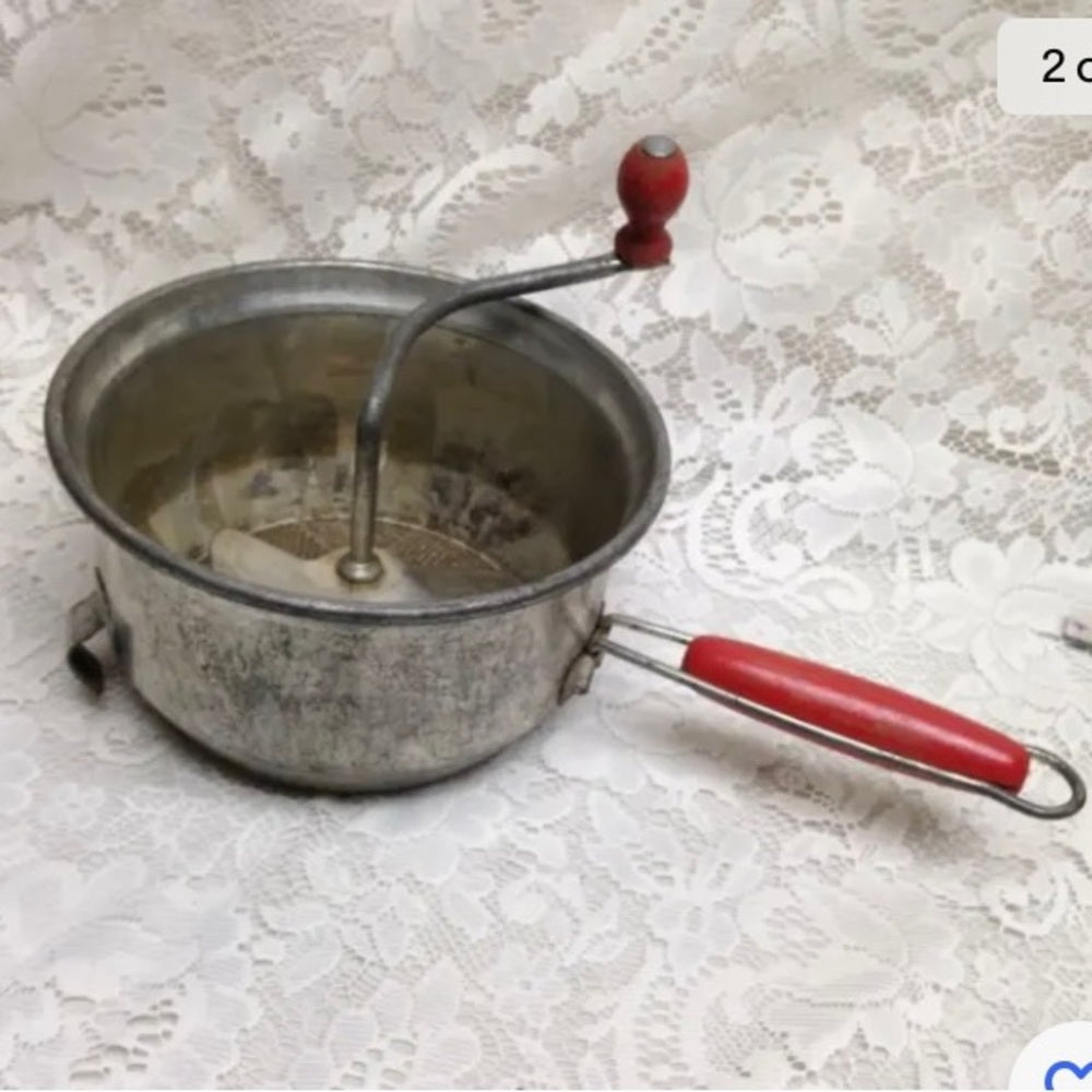 Vintage, Foley Food Mill, Aluminum Fruit or Food Masher 13in x 7.5in x 4.5in