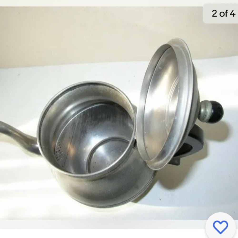 Vintage, Kar A Van 9” H x 11”W Pewter Teapot