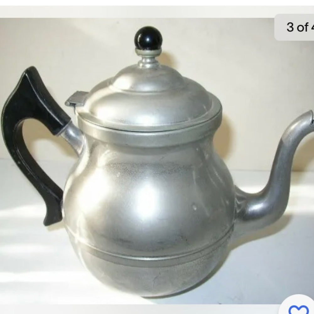 Vintage, Kar A Van 9” H x 11”W Pewter Teapot