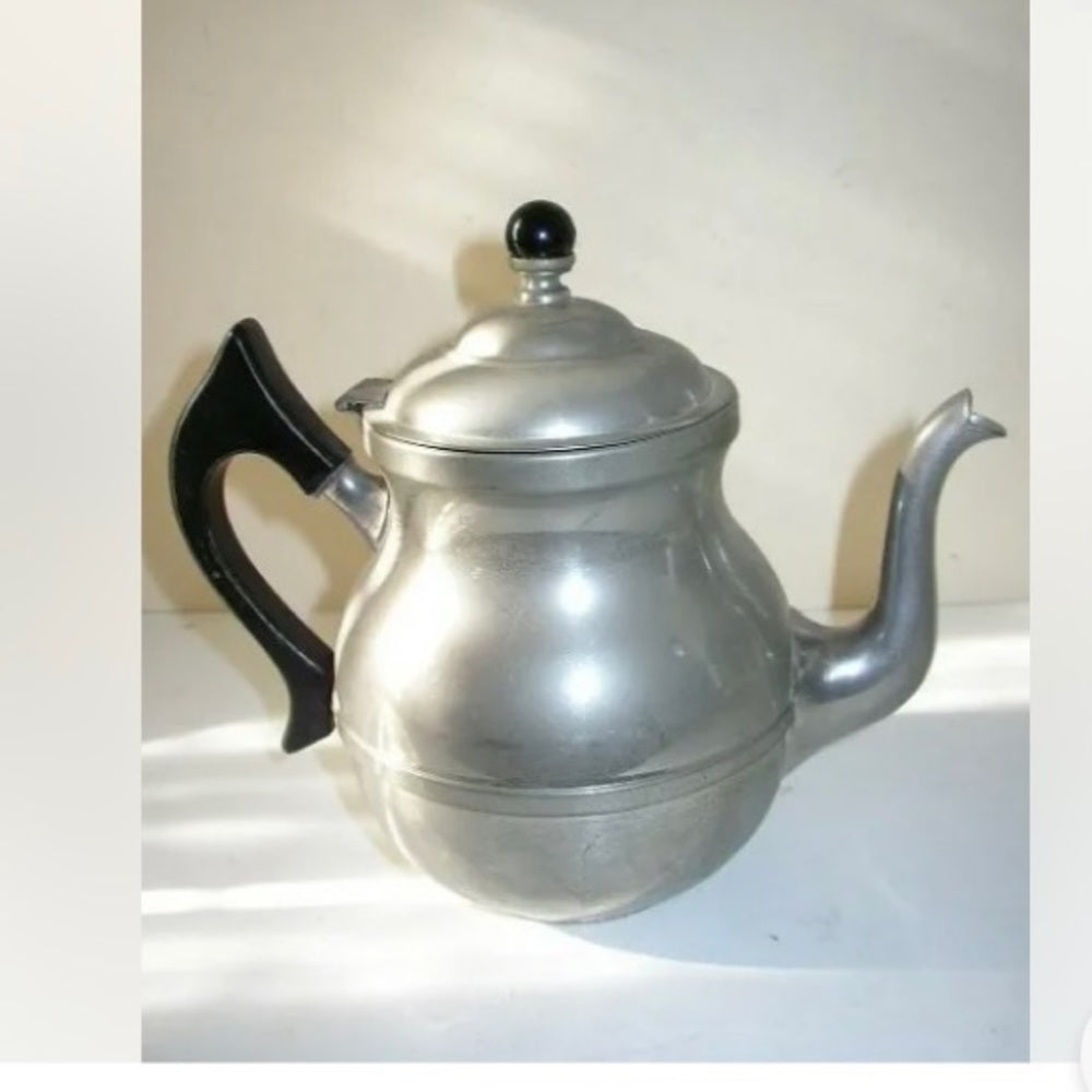 Vintage, Kar A Van 9” H x 11”W Pewter Teapot