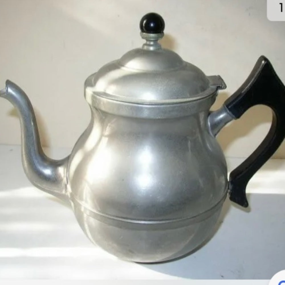 Vintage, Kar A Van 9” H x 11”W Pewter Teapot