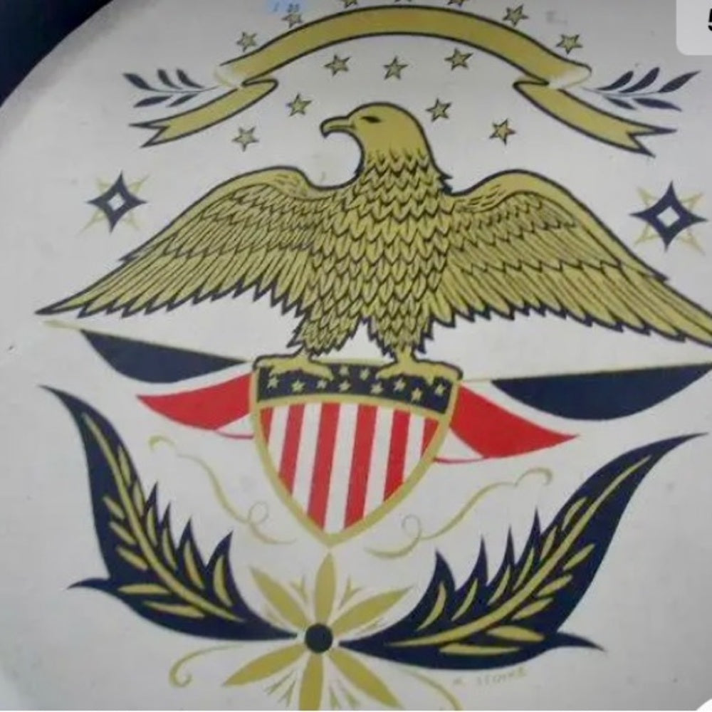 Vintage, Beautiful, Large 19in Diameter Seal of USA Metal Charger