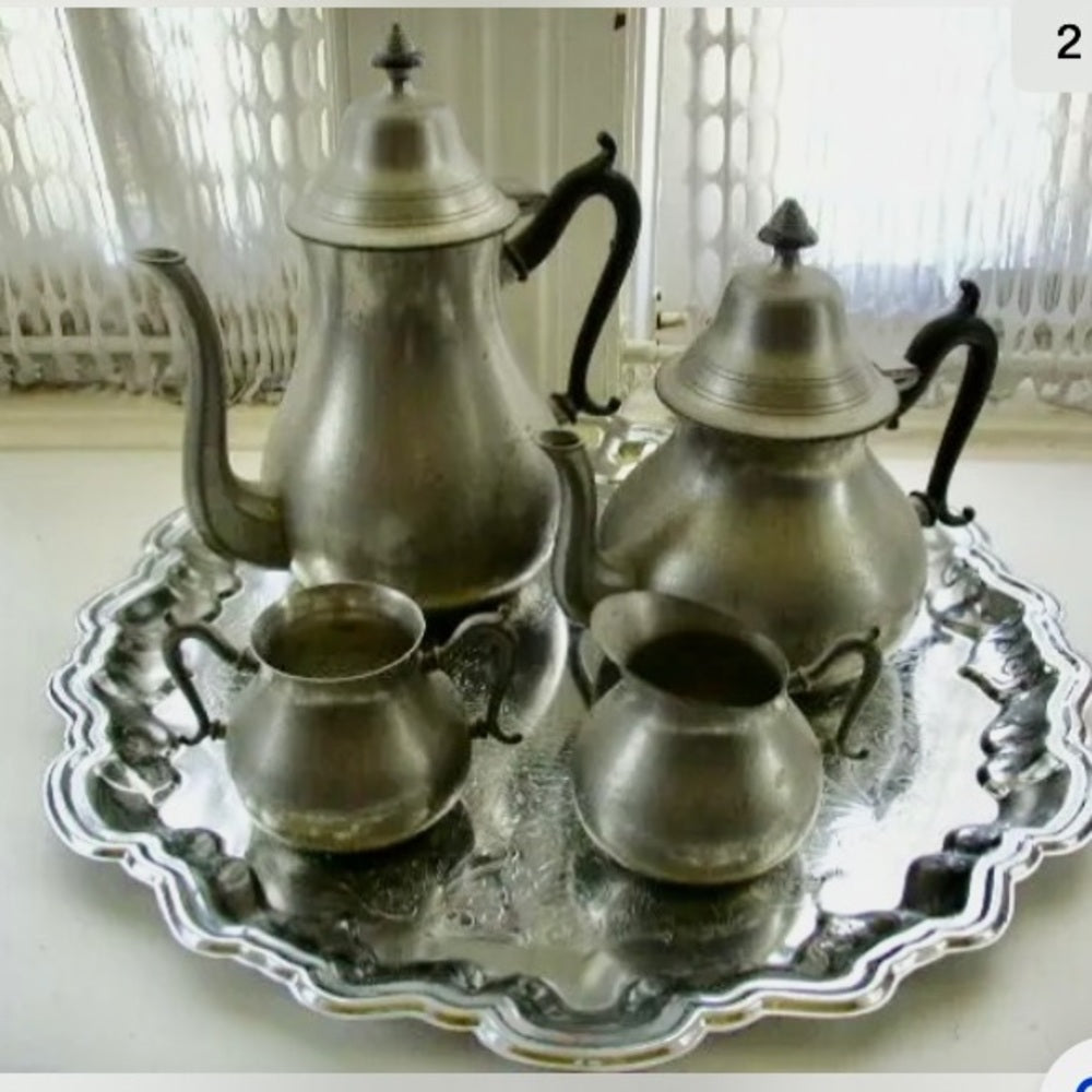Vintage, Made in Holland, 5-pc Pewter Coffee and Tea Service