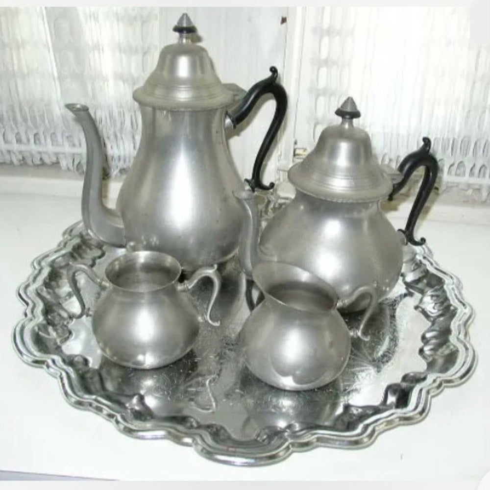 Vintage, Made in Holland, 5-pc Pewter Coffee and Tea Service
