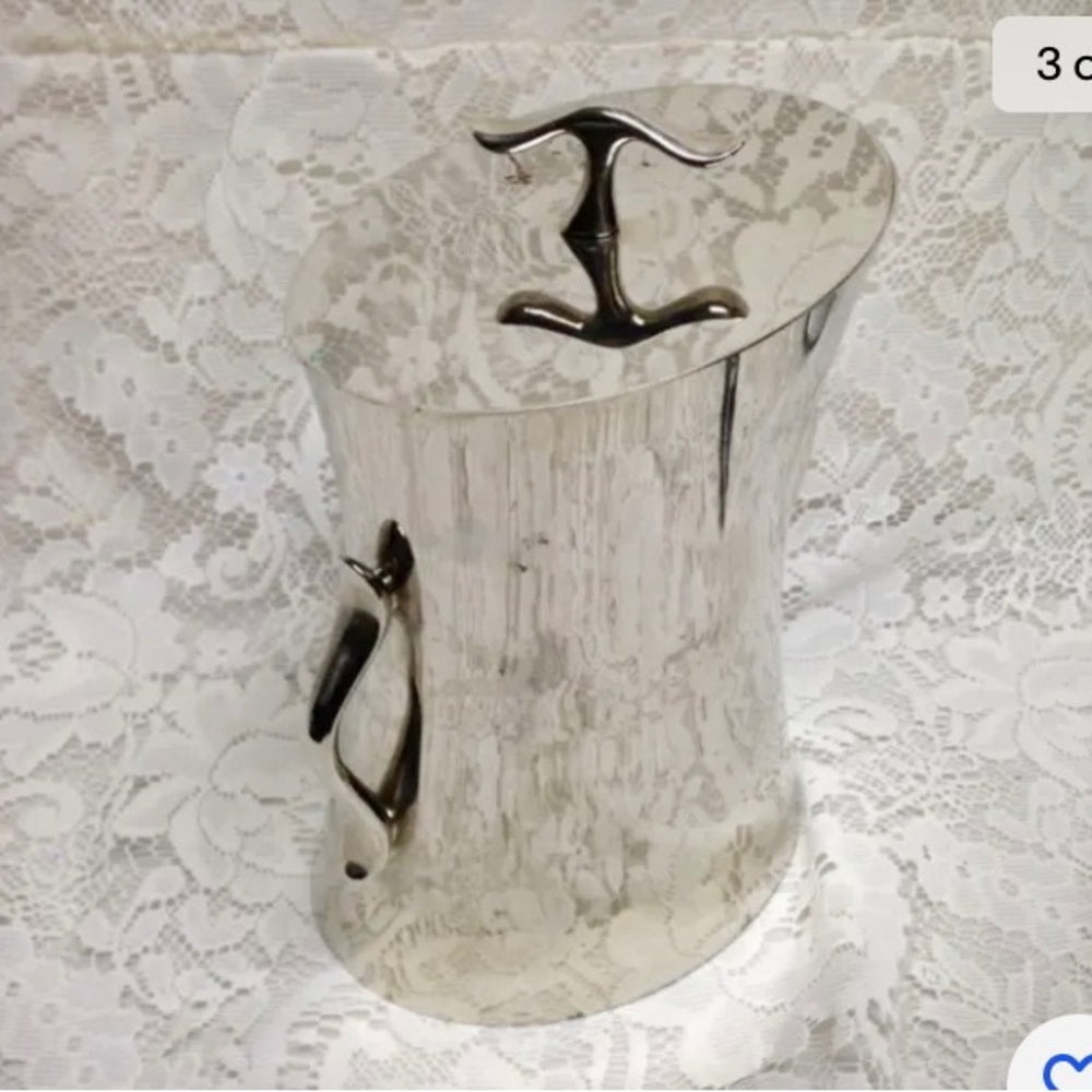 Vintage Towle Silver-plated 3pc Ice Bucket with Lid and Insert 9in x 7.5in x5in