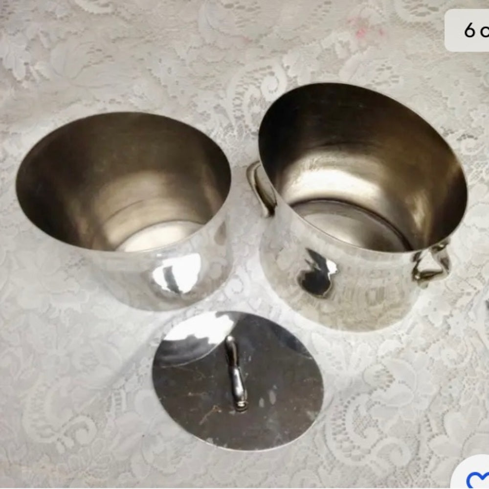 Vintage Towle Silver-plated 3pc Ice Bucket with Lid and Insert 9in x 7.5in x5in