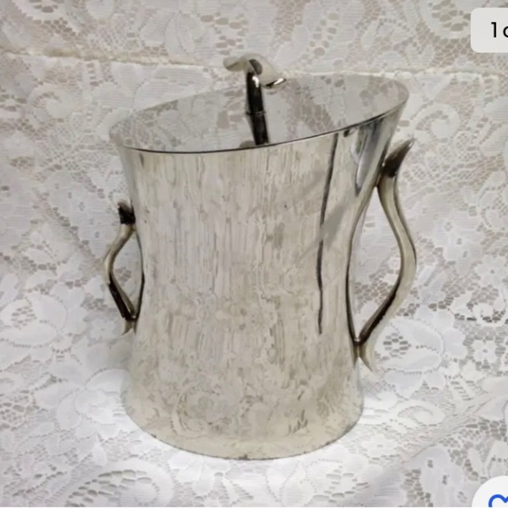 Vintage Towle Silver-plated 3pc Ice Bucket with Lid and Insert 9in x 7.5in x5in